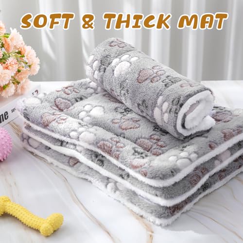 Tuanse 4 Pack Ultra Soft Dog Cat Bed Mat Small Animal Guinea Pig Bed with Cute Print Reversible Fleece Dog Crate Kennel Pad Cozy Washable Thickened Hamster Pet Beds Mat(13 x 10 Inches,Light Gray) - color: Light Gray, size: 13 x 10 Inches