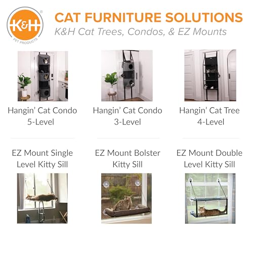 K&H Pet Products EZ Mount Cat Window Perch for Large Cats, Sturdy Kitty Sill Window Hammock Bed, Steel Frame, Sturdy Suction Cups, Washable Shelf Cover, Foldable - Fits 27"W X 23"H Glass Spaces - style: No Bolster