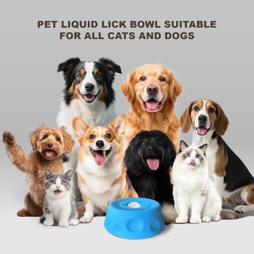 Premium Dog Slow Feeder Bowl for Liquid Treats, Dog Lick Bowl with Ball, Food-Grade Silicone Lid & Surlyn Ball, Anti-Spill Suction Base, Bone Broth & Yogurt Feeder, Enrichment Toy