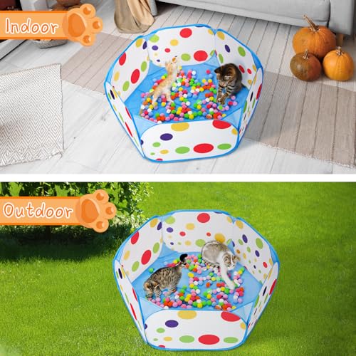 Palksky Ball Pit with 210 Toy Balls and 4 Spring Toys - Interactive Cat Toys for Bored Indoor Cats Self Play, Enrichment Toy for Fun and Exercise - style: Cat Toys ( without Ball Launcher )