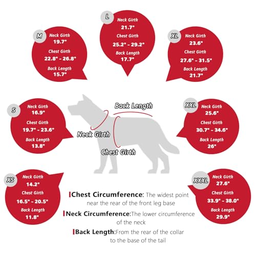 Dog Coat Dogs Jacket Waterproof Reflective Adjustable Dog-Winter Coats for Small/Medium/Large Dogs Dachshund Coat-(Red, XXX-Large) - color: Red, size: XXX-Large(chest 34~38in)