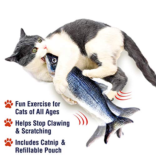Ontel Flippity Fish Interactive Cat Toy with Catnip & Fishing Pole - Touch Activated, Rechargeable Pet Toy to Help Reduce Stress & Bad Behavior (Pack of 2) - As Seen On TV - size: Pack of 2