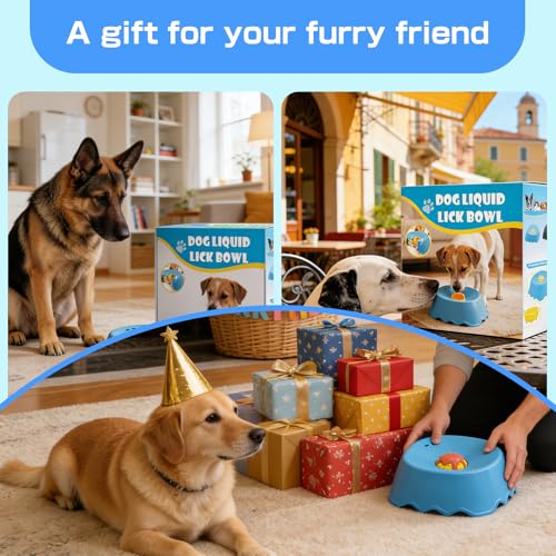 Rolling Ball Dog Lick Bowl, 10oz Large Capacity Slow Feeder Dog Bowl, Interactive Dog Enrichment Toy for Small Medium Large Dogs, Ideal for Wet Food, Yogurt, Bone Broth (1, Blue) - color: Blue