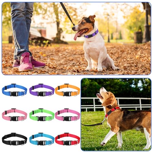 JIEYAO 27 Pcs Colorful Dog Collars for Small Medium Dog, Nylon Adjustable Puppy Collars with Quick Release Buckle 9 Colors Pet Collar Bulk for Walking Training