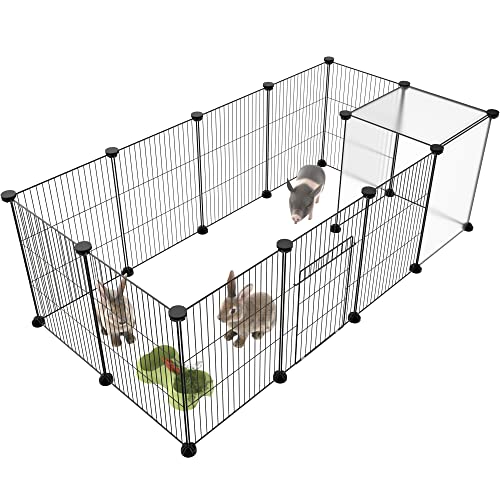 HOMIDEC Pet Playpen,Small Animals Cage DIY Wire Portable Yard Fence with Door for Indoor/Outdoor Use,Puppies,Kitties,Bunny,Turtle 48" x 24" x 16" - style: Black