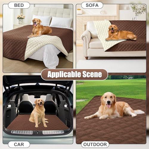 Smiry Waterproof Dog Bed Cover Pet Blanket, Soft Washable Dog Blanket for Furniture Bed Couch Sofa Reversible, Checkered (30"x53", Brown/Beige) - color: Brown/Beige, size: 30x53 Inch