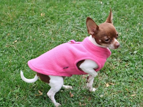 JACKO & CO - Fleece Vest Dog Sweater with Leash Ring - Soft, Warm & Lightweight Pullover Coat for Small & Medium Dogs, Puppies & Cats - Cozy Fall/Winter/Spring Pet Jacket (Pink, Small 4-6lbs) - color: Pink, size: S (4-6lbs)