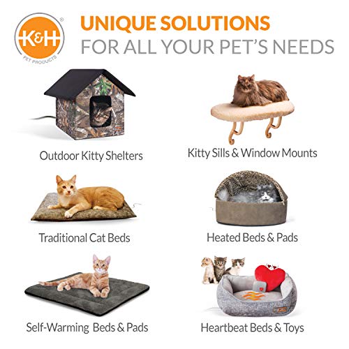 K&H Pet Products Kitty Sill Heated Cat Window Perch for Large Cats, Orthopedic Window Hammock Bed Holds 40LBS, Washable Cover, Kitty Windowsill Bed Seat for Indoors - Cream Fleece, Heated, 14 X 24in - style: Heated