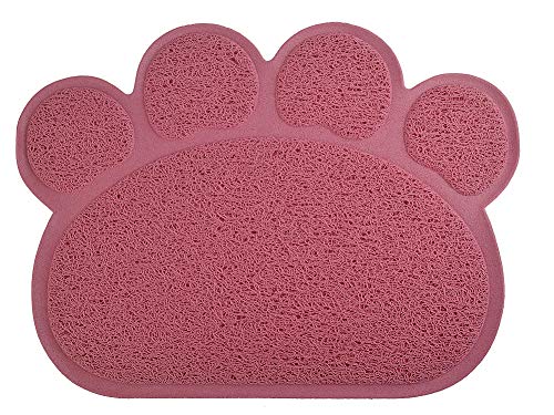 DM Paw-Shaped Large Cat Litter Box Mat, 23.5x17.5 Inches (Oldrose) - color: Oldrose