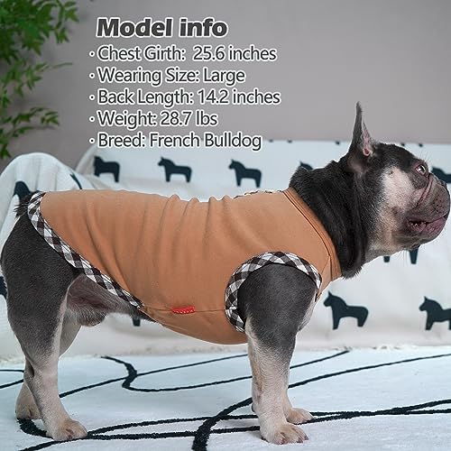 KYEESE 2Pack Dog Shirt Lightweight Sweatshirt Fleece Coats Stretchy Shirt Vest Clothes Pullover Sweater for Small Dogs, Brown+Khaki, Medium - color: 13# 2Pack (Brown+Khaki), size: Medium (7-13lbs)