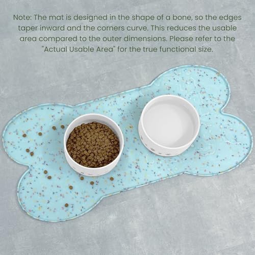 PWTAA Dog Food Mat Anti-Slip Silicone Dog Bowl Mat Thicker Pet Placemat Waterproof Cat Feeder Pad with Raised Edge Puppy Kitten Feeding Mats Suitable Small Medium-Sized Dogs Cats Eating Tray - color: Donut Blue, size: 25.6" x 13"