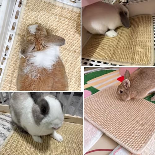 Oncpcare 2PCS Rabbit Scratch Mat Natural Bunny Scratching Pad Claws and Teeth Care Rabbit Mats for Cages Chew Toys for Bunny Pet Cage Bedding for Biting Sleeping Nesting, 16x12 - size: 16"x12"
