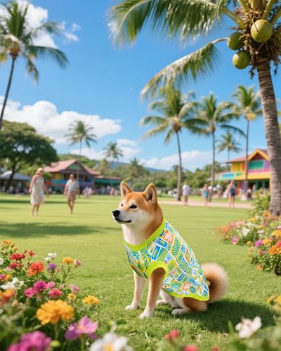 PET SHOW 4 Pack Dog Hawaiian Shirts for Medium Dogs UPF 50+ UV Sun Protection Summer Cool Clothes Tank Top Floral Dog T-Shirts Pet Holiday Party Sleeveless Vest Boy Girl(Large) - size: Large
