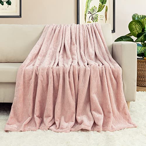 TOONOW Fleece Blanket Super Soft Cozy Throw Blanket 50" x 60", Lightweight Fuzzy Comfy Textured Flannel Blanket Winter Warm Plush Throw Blankets for Couch, Sofa, Bed, Light Pink - color: Light Pink, size: Throw-50" x 60"