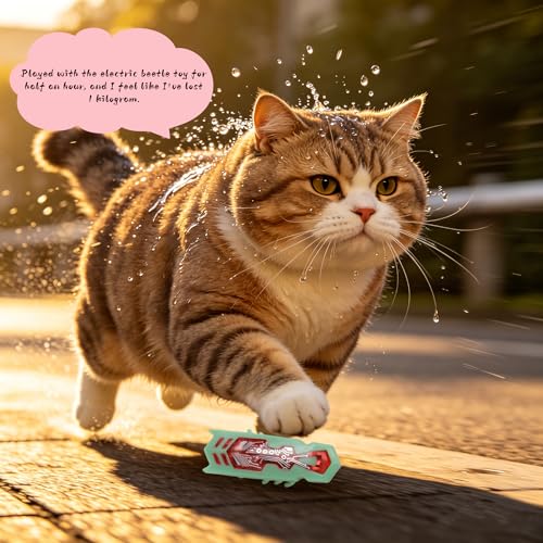 Cat Interactive Toy Educational Cat Teaser Toy 2PCS Electronic Beetle Interactive Set for Indoor Cats Kitten Chase Exercise Battery Operated - color: 2p Green