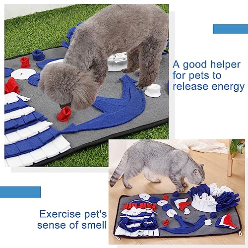 Snuffle Mat for Dogs, Interactive Foraging Puzzle Non-Slip Blanket, Premium Feeding Mat for Slow Eating & Smell Training. Dog Brain Stimulating Toys Bed (Grey)
