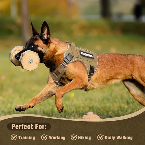 Tactical Dog Harness Medium Sized Dog,No Pull Military Dog Vest with Handle,Reflective Heavy Duty Pet Harness for Walking Hiking Training Brown M - color: Brown, size: Medium
