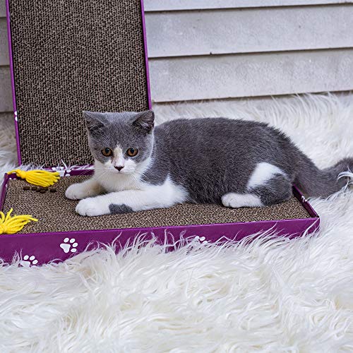 PEEKAB Cat Scratcher Cardboard Wide Scratching Board Reversible Corrugate Cat Scratch Pad with Box Catnip Included Large 3PCS - size: XL-3pack