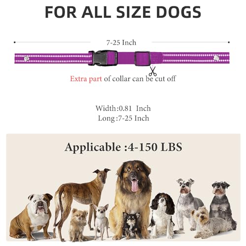 Collar Replacement Strap, Reflective Replacement Nylon Collar Strap Dog GPS Training Bark Receiver Collars, Durable Adjustable E Collar Straps for Small Medium Large Dogs, Purple - color: Purple