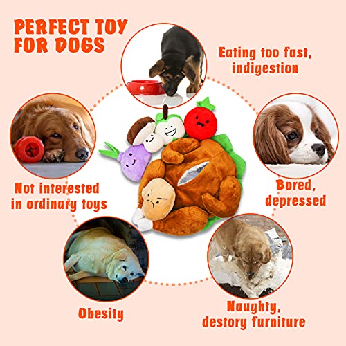 Hide and Seek Dog Toys, Turkey Squeaky Interactive Puzzle Dog Toys for Boredom and Stimulation, Dog Enrichment Toys for Small and Medium Dogs - style: J-Turkey