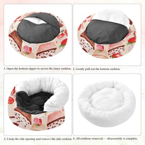 Round Cat Bed Dog Bed,20in Topped Washable Non-Slip Bottom Soft Pet Bed for Small Medium Dogs and Cats - size: 20in
