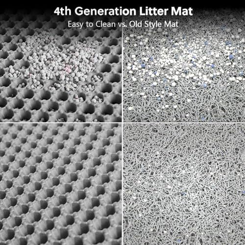 WePet Cat Litter Mat, Kitty Litter Trapping Mat, Honeycomb Double Layer Mats, No Phthalate, Urine Waterproof, Easy Clean, Scatter Control, Catcher Litter Tray Box Rug Carpet - color: #01 Light Grey