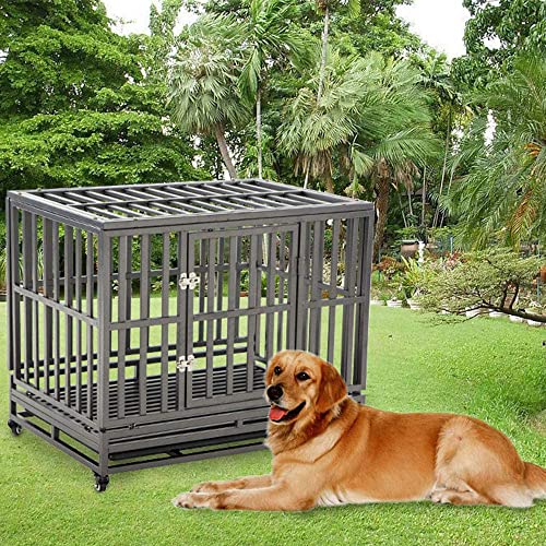 LUCKUP 38 Inch Heavy Duty Dog Cage Metal Kennel and Crate for Large Dogs,Easy to Assemble Pet Playpen with Four Wheels,Black … … - size: 37.5"L x 25.5"W x 32.0"H