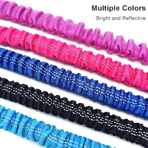 5FT Bungee Dog Leash with 2 Handles, Reflective Strong Nylon Traffic Leash, Shock Absorbing Lead for Large Medium Dogs Walking Training Controlling, Blue - color: Blue