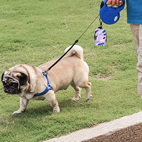 Dog Poop Bag Holder Leash Attachment, Waste Bag Dispenser Zippered Pouch, Fits Any Leash, Includes Free Roll of Bags, 2 Pack - Blue Pink Camouflage - color: Blue Pink Camouflage