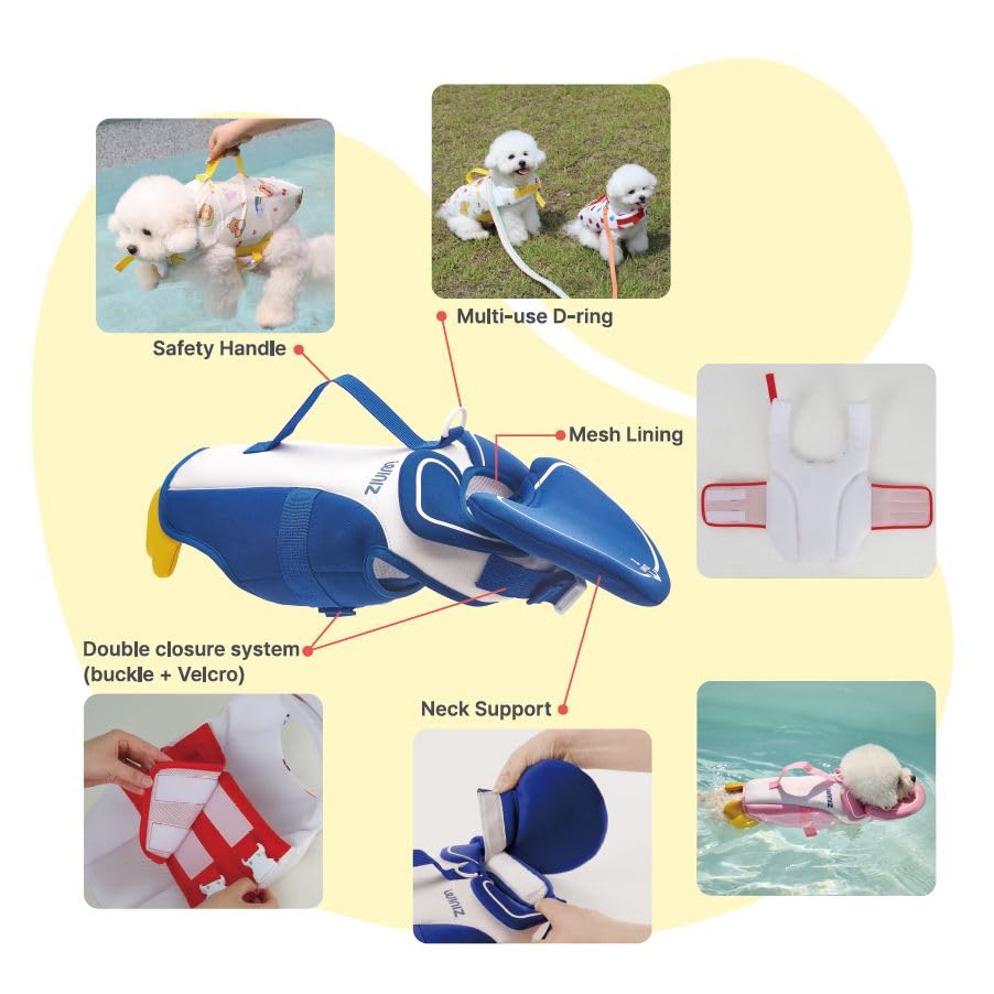 Dog Life Jacket - Pet Safety Vest with Removable Front Float & Rescue Handle - Adjustable High Buoyancy Aid Pet Supplies for Boating, Surfing, Swimming (Pink, Medium) - color: Pink