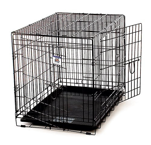 Pet Lodge® Wire Dog Crate | Small Pet Carrier | Easy to Clean | Multi-Functional Pet Crate | Double Door Crate | Great for Pets Up to 50lbs | Medium - size: 30.3"L x 21.0"W x 22.8"H