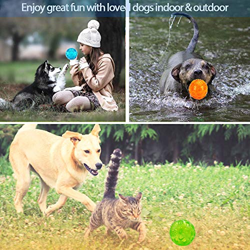 ACEONE Dog Squeaky Ball, Pet Squeak Chew Bouncy Rubber Toy Balls for Small Large Dogs Indestructible Exercise Training Playing - size: 2 Balls 3 Inch