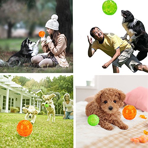 ACEONE Dog Squeaky Ball, Pet Squeak Chew Bouncy Rubber Toy Balls for Small Medium Dogs Indestructible Exercise Training Playing (3 Balls) - size: 3 Balls 3 Inch