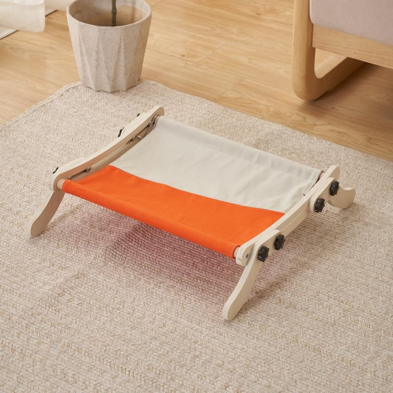 Cat Window Perch, No Screws Easy to Adjust & Assemble, Adjust Wooden Seat for Kitten Bedside Windowsill, Wooden Cats Furniture - color: Gray orange