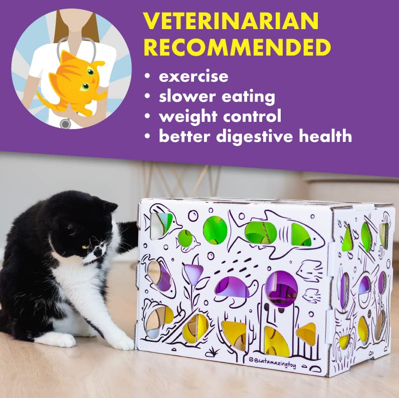 Cat Amazing MEGA β Cat Treat Puzzle Box β Interactive Food Maze β Cat Puzzle Feeder β Treat Box for Indoor Cats β Enrichment Food Toy β Best Cat Toy for Cats!