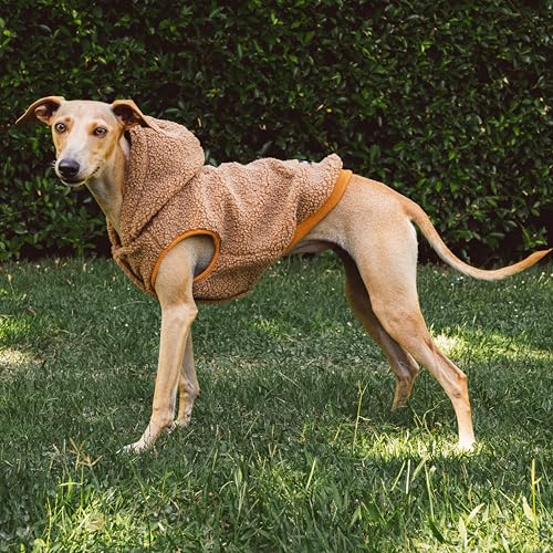 Tuff Pupper Fleece Dog Hoodie Sweater | Teddy Sherpa Outer & Soft Polar Fleece Lining | Adjustable Fit Winter Coat with Hood, Leash Hole, Ribbed Cuffs | For Small Medium Large XL XXL Dogs (Brown, XXS) - color: Brown, size: 5-10 lbs (XX-Small)