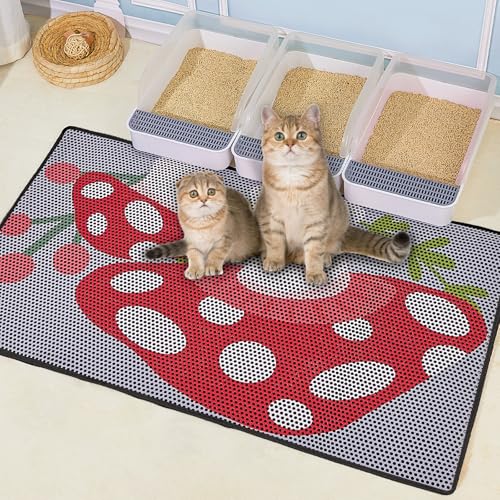 Cat Litter Mat, 46"x27" Jumbo Cat Litter Trapping Mat, Double Layer Litter Mat with Non-Slip Rubber Bottom, Urine and Water Proof, Keeps Floors Clean Mushroom XL - size: XL(46x27in)