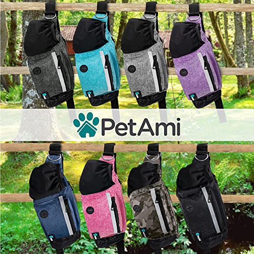 PetAmi Dog Fanny Pack, Treat Pouch for Dog Walking, Training, Built in Poop Bag Dispenser, Water Bottle Holder, Collapsible Bowl, Pet Treat Waist Belt for Hiking, Running, Kibbles (Black) - color: Black