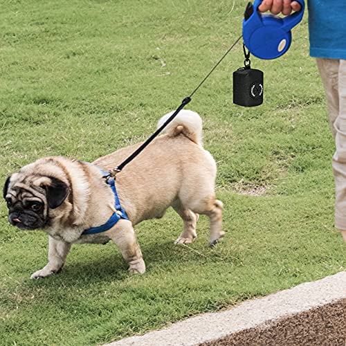 Dog Poop Bag Holder Leash Attachment, Dog Waste Bag Dispenser Zippered Pouch, Fits Any Puppy Leash, Includes Free Roll of Poop Bags, Poop Bag Dispenser - 2 Pack, Black - color: Black