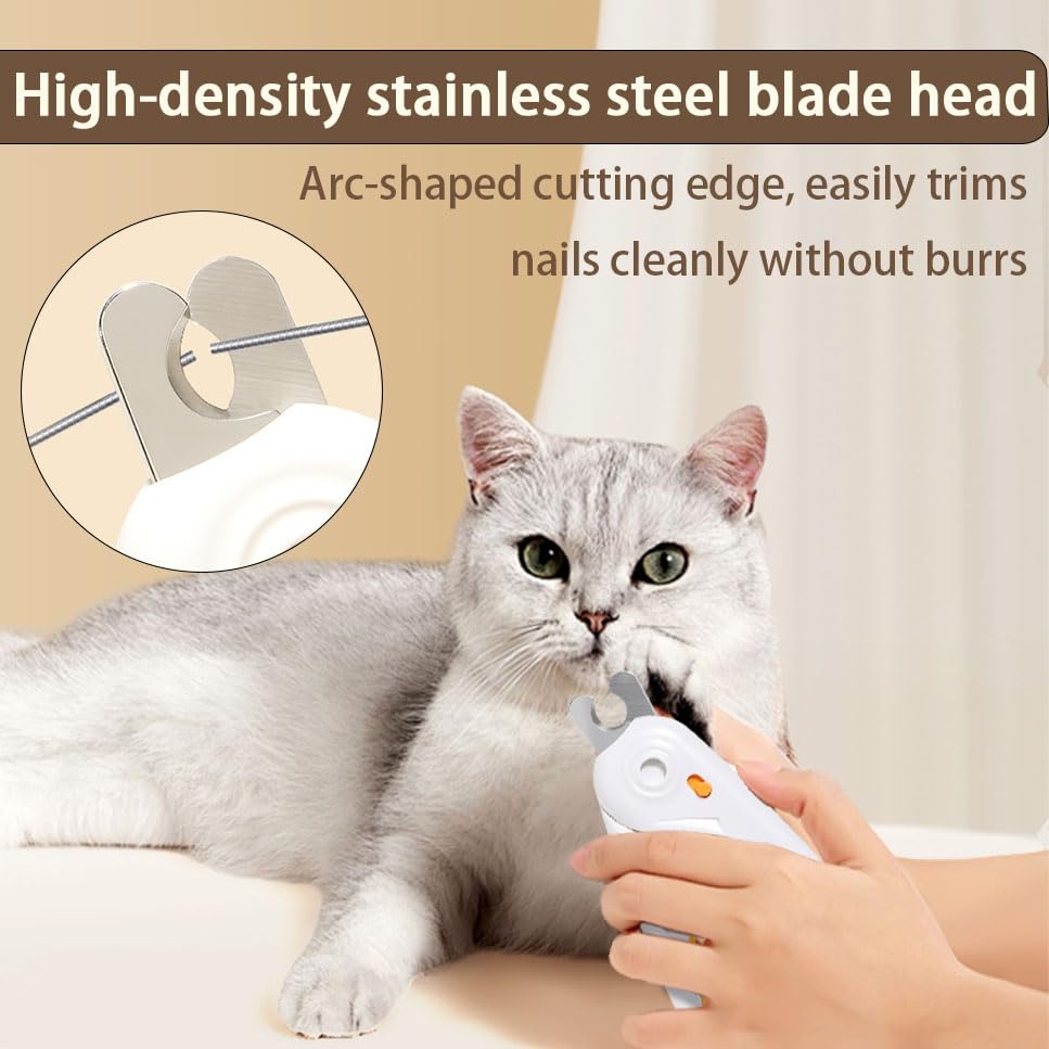 LED Dog Nail Clipper with Light, Illuminate Nails and Bloodline for Safe Trimming, with Nail File, Transparent Guard and Safety Lock, Suitable for Cats and Dogs-White - color: White