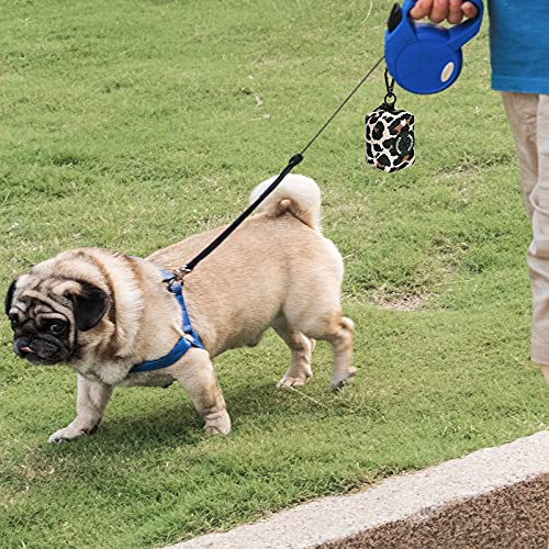 Dog Poop Bag Holder Leash Attachment, Waste Bag Dispenser Zippered Pouch, Fits Any Leash, Includes Free Roll of Bags, 2 Pack - Leopard - color: Leopard