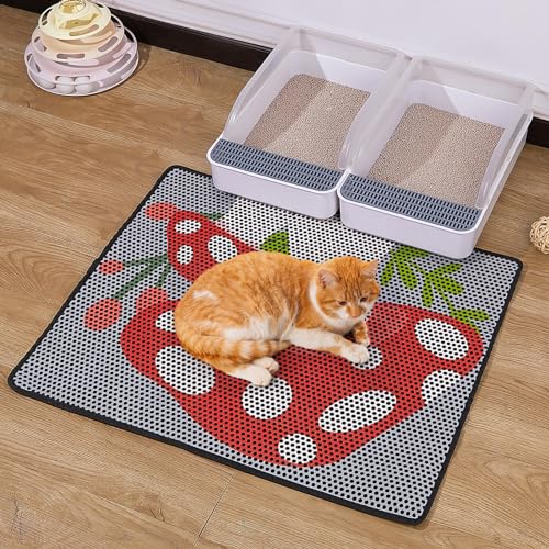 Cat Litter Mat, 30"x24" Cat Litter Trapping Mat, Double Layer Litter Mat with Non-Slip Rubber Bottom, Urine and Water Proof, Keeps Floors Clean Mushroom L - size: L(30x24in)
