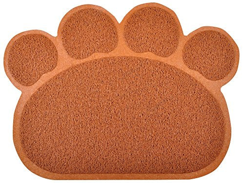 DM Paw-Shaped Large Cat Litter Box Mat, 23.5x17.5 Inches (Coffee) - color: Brown