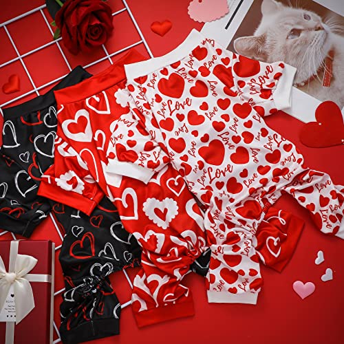 Weewooday 3 Piece Dog Pajamas Dog Bodysuit & Jumpsuit Set, Heart Pattern Puppy Clothes for Puppy & Cat(M(fit 5.5-7.7lbs)) - size: M(fit 5.5-7.7lbs)