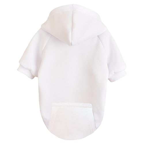 Jecikelon Winter Dog Hoodie Sweatshirts with Pockets Warm Dog Clothes for Small Dogs Chihuahua Coat Clothing Puppy Cat Custume (White, XX-Small) - color: White, size: XX-Small