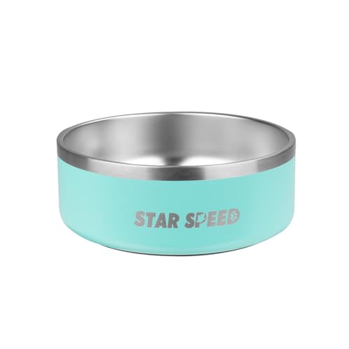 StarSpeed 42oz Stainless Steel Dog Bowls with Rubber Bottom Non-Slip Double Wall Metal Outdoor Dog Food and Water Bowls Weighted Insulated Pet Feeding Bowl for Small,Medium Sized Dogs or Cats - color: Light Green, size: 42oz