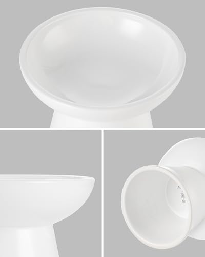 vancasso Elevated Cat Food Bowls 2-Pack, 6.2" Wide Shallow Cat Feeding Bowl for Whisker Fatigue, 5.1" Height Ceramic Raised Food Bowls for Senior Cats, Anti Vomit, White - color: White-Food 2-pack
