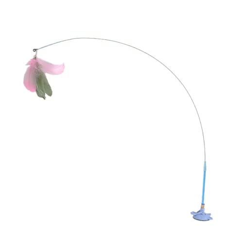 Bottone Strong Suction Cup Cats Teaser Stick Toy Chasing Interaction Teasing Feathered Wand Boredom Gift SelfPlay Teaser Toy - color: Blue