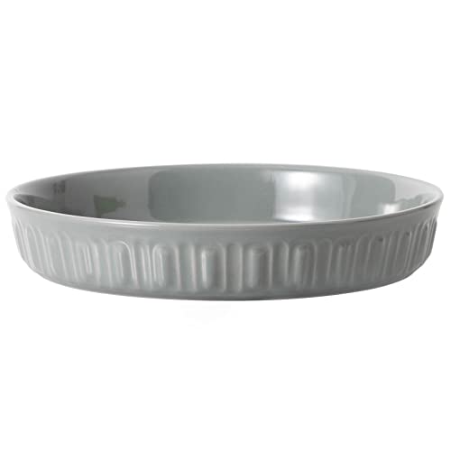Fun Elements Shallow Dog Bowls, 8" Ceramic Dog Food Plate for Small and Medium Breeds, Non-Slip, Flat and Wide, Dishwasher Safe, Suitable for Puppies and Kittens (Grey) - color: Grey, size: 8 inch