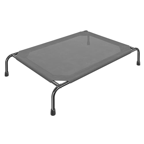 Simple Trending Raised Dog Bed for Large Dogs, Waterproof Elevated Dog Cot for Outdoor, Cooling Breathable Pet Hammock Bed, 47.75" x 30.5", Dark Grey - color: Dark Grey, size: 47.75"L x 30.5"W x 8"Th